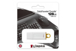 Kingston USB flash disk, USB 3.0, 128GB, DataTraveler Exodia, bila, KC-U2G128-5R, USB A, s krytkou