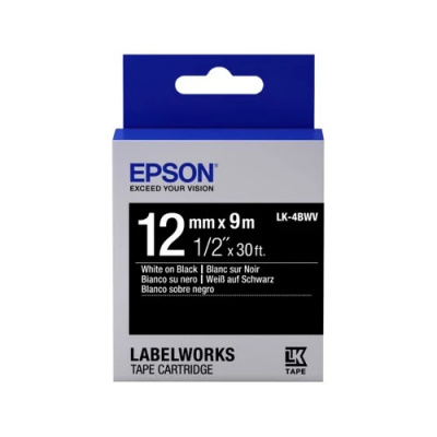 Epson LabelWorks LK-4BWV C53S654009 12mm x 9m, bílý tisk / černý podklad, originální páska