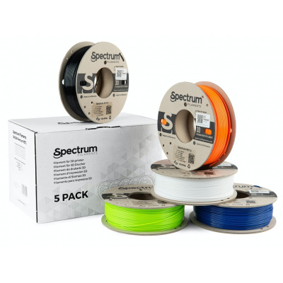 Spectrum 80748 3D filament, Premium PET-G, 1,75mm, 5x250g, mix Artic White, Deep Black, Lion Orange, Navy Blue, Lime Green