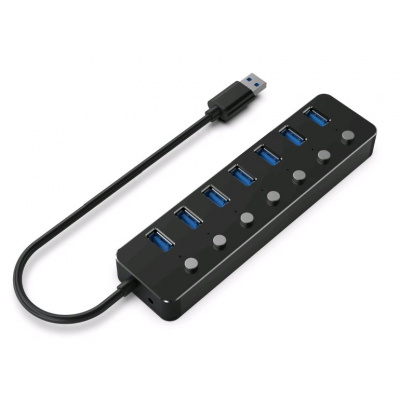 USB hub Gembird, 7-port USB 3.1 (Gen 1) hub s vypínači