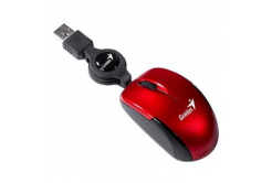 Genius Myš Micro Traveler V2, 1200DPI, optická, 3tl., drátová USB, červená, Micro