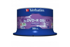 Verbatim DVD+R DL, Double Layer Matt Silver, 43758, 8.5GB, 8x, spindle, 50-pack, 12cm, pro archivaci dat