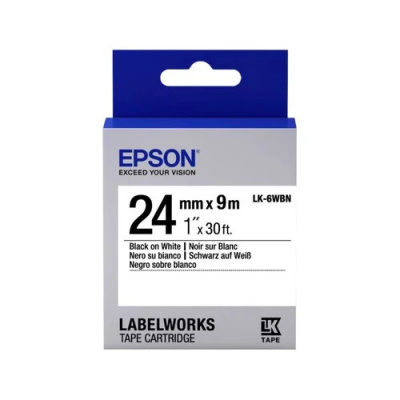 Epson LabelWorks LK-6WBN C53S656006 24mm x 9m, černý tisk / bílý podklad, originální páska