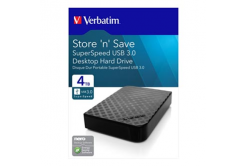 Verbatim externí pevný disk, Store N Save, 3.5", USB 3.0 (3.2 Gen 1), 4TB, 47685, černý