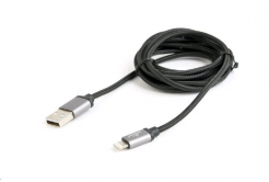 Kabel CABLEXPERT CCB-mUSB2B-AMLM-6 USB 2.0 Lightning (IP5 a vyšší) nabíjecí a synchronizační kabel, opletený, 1,8m, černý, blister