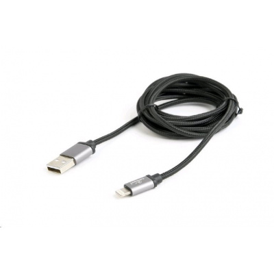 Kabel CABLEXPERT CCB-mUSB2B-AMLM-6 USB 2.0 Lightning (IP5 a vyšší) nabíjecí a synchronizační kabel, opletený, 1,8m, černý, blister