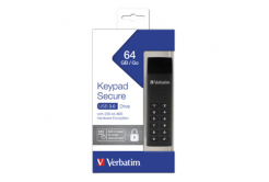 Verbatim USB flash disk, USB 3.0, 64GB, Keypad Secure, černý, 49428, 256bitové hardwarové šifrování AES, LED indikátor konektor US