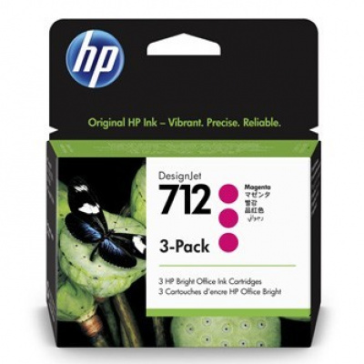 HP 712 3ED78A purpurová (magenta) 3ks originální cartridge