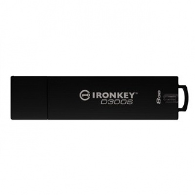 Kingston USB flash disk, USB 3.0, 8GB, IronKey D300S, černý, IKD300S/8GB, USB A, šifrování XTS-AES 256-bit, FIPS 140-2 Level 3