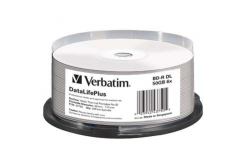 Verbatim BD-R, DL+ Wide Thermal Printable No Id Surface Hard Coat, 50GB, spindle, 43750, 6x, 25-pack, pro archivaci dat