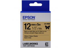 Epson LabelWorks LK-4KBK C53S654001 12mm x 5m, černý tisk / zlatý podklad, textilní stuha, originální páska