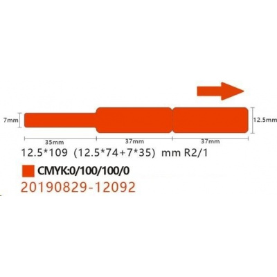 Niimbot štítky na kabely RXL A2K18638001, 12,5x109mm 65ks Red pro D11 a D110