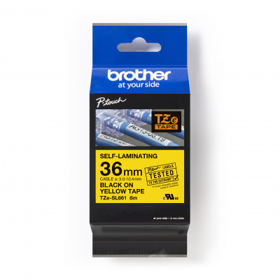 Brother TZ-SL661 / TZe-SL661 Pro Tape, 36mm x 8m, černý tisk / žlutý podklad, originální páska