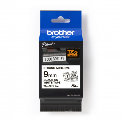 Brother TZ-S221 / TZe-S221 Pro Tape, 9mm x 8m, černý tisk/bílý podklad, originální páska