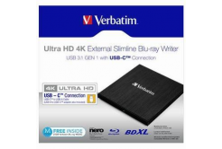 Verbatim externí Blu-Ray mechanika Ultra HD, 4K, 43888, USB 3.1 Gen1 (3.0), USB C