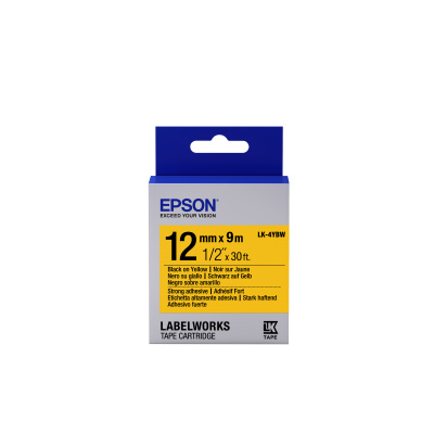 Epson LabelWorks LK-4YBW C53S654014 12mm x 9m, černý tisk / žlutý podklad, silně lepicí, originální páska