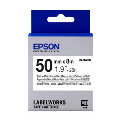 Epson LabelWorks LK-9WBVN C53S659003 50mm x 7m, černý tisk / bílý podklad, vinylová, originální páska