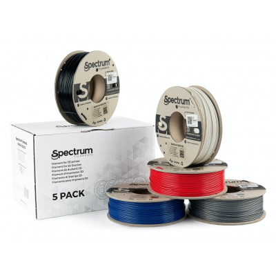 Spectrum 80749 3D filament, ASA 275, 1,75mm, 5x250g, mix Polar White, Deep Black, Silver Star, Navy Blue, Bloody Red