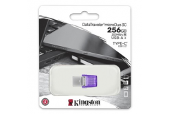 Kingston USB flash disk OTG, USB 3.0, 256GB, Data Traveler microDuo3 G2, stříbrno-fialový, DTDUO3CG3/256GB, USB A / USB C