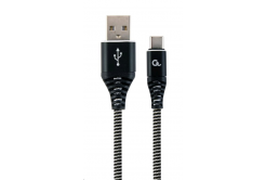 Kabel CABLEXPERT CC-USB2B-AMCM-2M-BW USB 2.0 AM na Type-C kabel (AM/CM), 2m, opletený, černo-bílý, blister, PREMIUM QUALITY