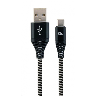 Kabel CABLEXPERT CC-USB2B-AMCM-2M-BW USB 2.0 AM na Type-C kabel (AM/CM), 2m, opletený, černo-bílý, blister, PREMIUM QUALITY