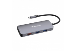 VERBATIM Hub USB-C Pro Multiport 9 Port, 3x USB 3.2, 2x USB-C, HDMI, RJ45, microSD/SD, šedá