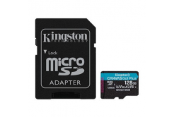 Kingston paměťová karta Canvas Go! Plus, 128GB, micro SDXC, SDCG3/128GB, UHS-I U3, s adaptérem, A2, V30