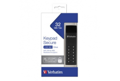 Verbatim USB flash disk, USB 3.0, 32GB, Keypad Secure, černý, 49427, 256bitové hardwarové šifrování AES, LED indikátor konektor US