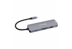 VERBATIM Hub USB-C Pro Multiport 8 Port, 3x USB 3.2, 1x USB-C, 2xHDMI, microSD/SD, šedá