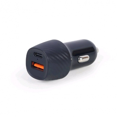 Nabíječka do auta, 1x USB, 1x Type-C PD fast charger, QC3.0, 18 W, černá