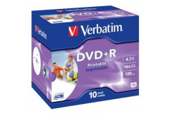 Verbatim DVD+R, Wide Inkjet Printable ID Brand, 43508, 4.7GB, 16x, jewel box, 10-pack, 12cm, pro archivaci dat