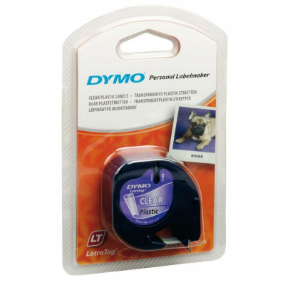 Dymo LetraTag 12267, S0721530, 12mm x 4m, černý tisk/průhledný podklad, originální páska