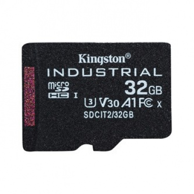 Kingston paměťová karta Industrial C10, 32GB, micro SDHC, SDCIT2/32GBSP, UHS-I U3 (Class 10), V30, A1, pSLC karta