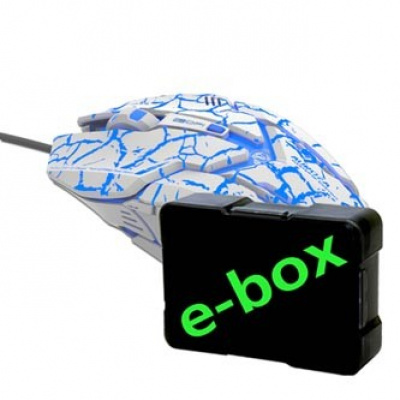 E-blue Myš Auroza Gaming, 4000DPI, optická, 6tl., drátová USB, bílá, herní, e-box