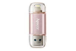 Apacer USB flash disk OTG, USB 3.0, 64GB, AH190, růžový, AP64GAH190H-1, USB A / Lightning, s krytkou