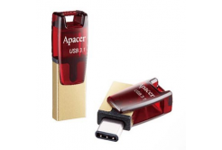 Apacer USB flash disk OTG, USB 3.0, 32GB, AH180, červený, AP32GAH180R-1, USB A / USB C, s otočnou krytkou