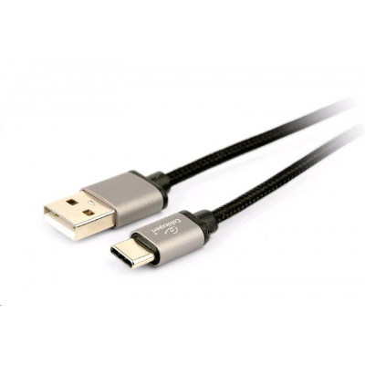 Kabel CABLEXPERT CCB-mUSB2B-AMCM-6 USB 2.0 AM na Type-C kabel (AM/CM), 1,8m, opletený, černý, blister