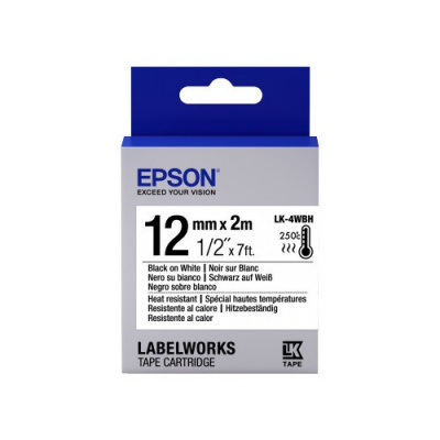 Epson LabelWorks LK-4WBH C53S654025 12mm x 2m, černý tisk / bílý podklad, odolná vůči vysokým teplotám, originální páska