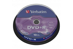 Verbatim DVD+R, Matt Silver, 43498, 4.7GB, 16x, spindle, 10-pack, bez možnosti potisku, 12cm, pro archivaci dat