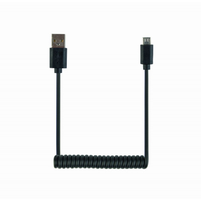 Kabel CABLEXPERT USB A Male/Micro B Male 2.0, 60cm, Black, kroucený