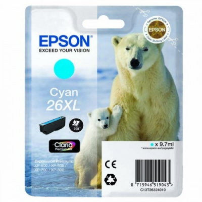 Epson T26324022, T263240, 26XL azurová (cyan) originální cartridge