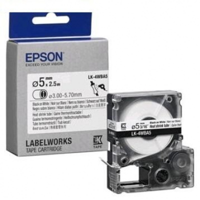 Epson LK-4WBA5 C53S654904 6mm x 9m, černý tisk / bílý podklad, originální smršťovací bužírka