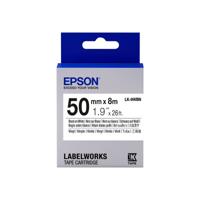 Epson LabelWorks LK-9WBN C53S659001 50mm x 8m, černý tisk / bílý podklad, originální páska