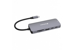 USB (3.2) hub 9-port, 32152, šedý, délka kabelu 15cm, Verbatim, 2x USB C, 3x USB A, 1x HDMI, čtečka SD a microSD