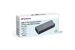 Dokovací stanice Verbatim, USB-C Pro, 15-port, 2x HDMI, RJ45, microSD, USB-A 3.1, USB-C 3.1, šedá