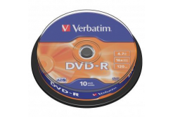 Verbatim DVD-R, Matt Silver, 43523, 4.7GB, 16x, spindle, 10-pack, bez možnosti potisku, 12cm, pro archivaci dat