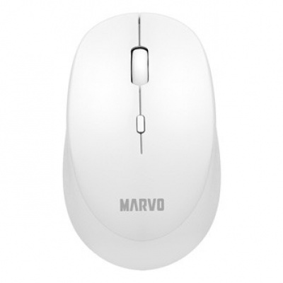 Marvo Myš WM103WH, 1600DPI, 2.4 [GHz], optika, 4tl., bezdrátová, bílá, 1 ks AA, kancelářská, tichá