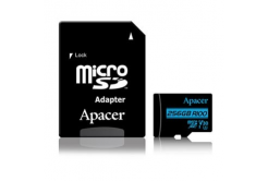 Apacer paměťová karta Secure Digital Card V30, 256GB, micro SDXC, AP256GMCSX10U7-R, UHS-I U3 (Class 10) V30, s adaptérem