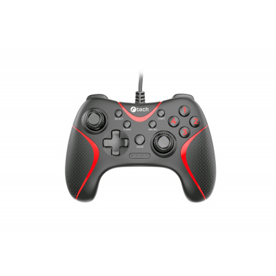 Gamepad C-TECH Theon pro PC/PS3, 2 programovatelná makro tlačítka, 2x analog, X-input, vibrační, 1,8m kabel, USB