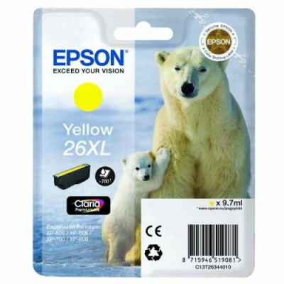 Epson T26344022, T263440, 26XL žlutá (yellow) originální cartridge